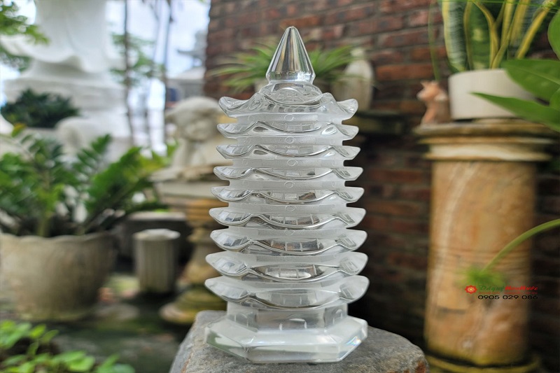 Tháp Văn Xương đá thạch anh trắng phong thủy hộ mệnh Sa Trung Kim