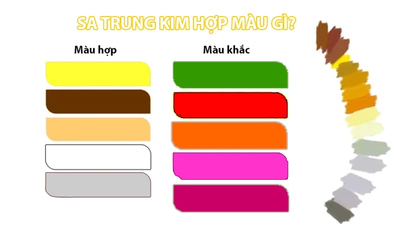 Bảng màu sắc hợp và khắc với bản mệnh Sa Trung Kim